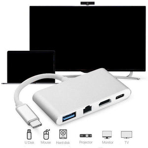 Planet Gates Universal Type-C to HDMI 4K+ RJ45 Gigabit Ethernet+ USB 3.1 Type C Hub Adapter Connector Combo Mobile Phone Adapters Accessories
