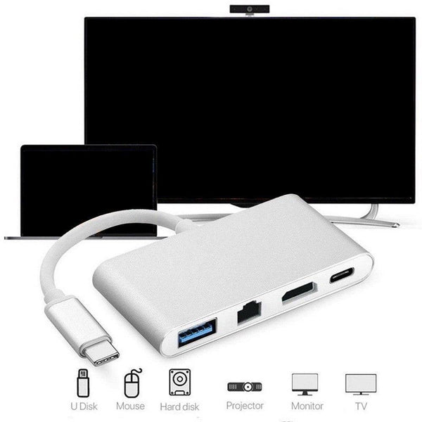 Planet Gates Universal Type-C to HDMI 4K+ RJ45 Gigabit Ethernet+ USB 3.1 Type C Hub Adapter Connector Combo Mobile Phone Adapters Accessories