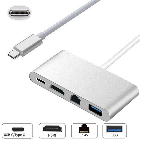 Planet Gates Universal Type-C to HDMI 4K+ RJ45 Gigabit Ethernet+ USB 3.1 Type C Hub Adapter Connector Combo Mobile Phone Adapters Accessories