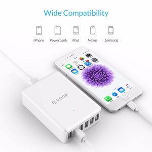 Planet Gates Universal USB Charger 6 Ports Smart Charger 5V2.4A Max Output 50W/10A Mobile Phone Desktop Charger for iPhone Nexus Xiaomi