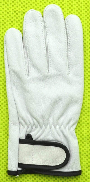 Planet Gates Unlined White Cowhide Leather Working Gloves Riding Cycling Bike Man & Woman Soft  Fit
