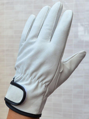 Planet Gates Unlined White Cowhide Leather Working Gloves Riding Cycling Bike Man & Woman Soft  Fit