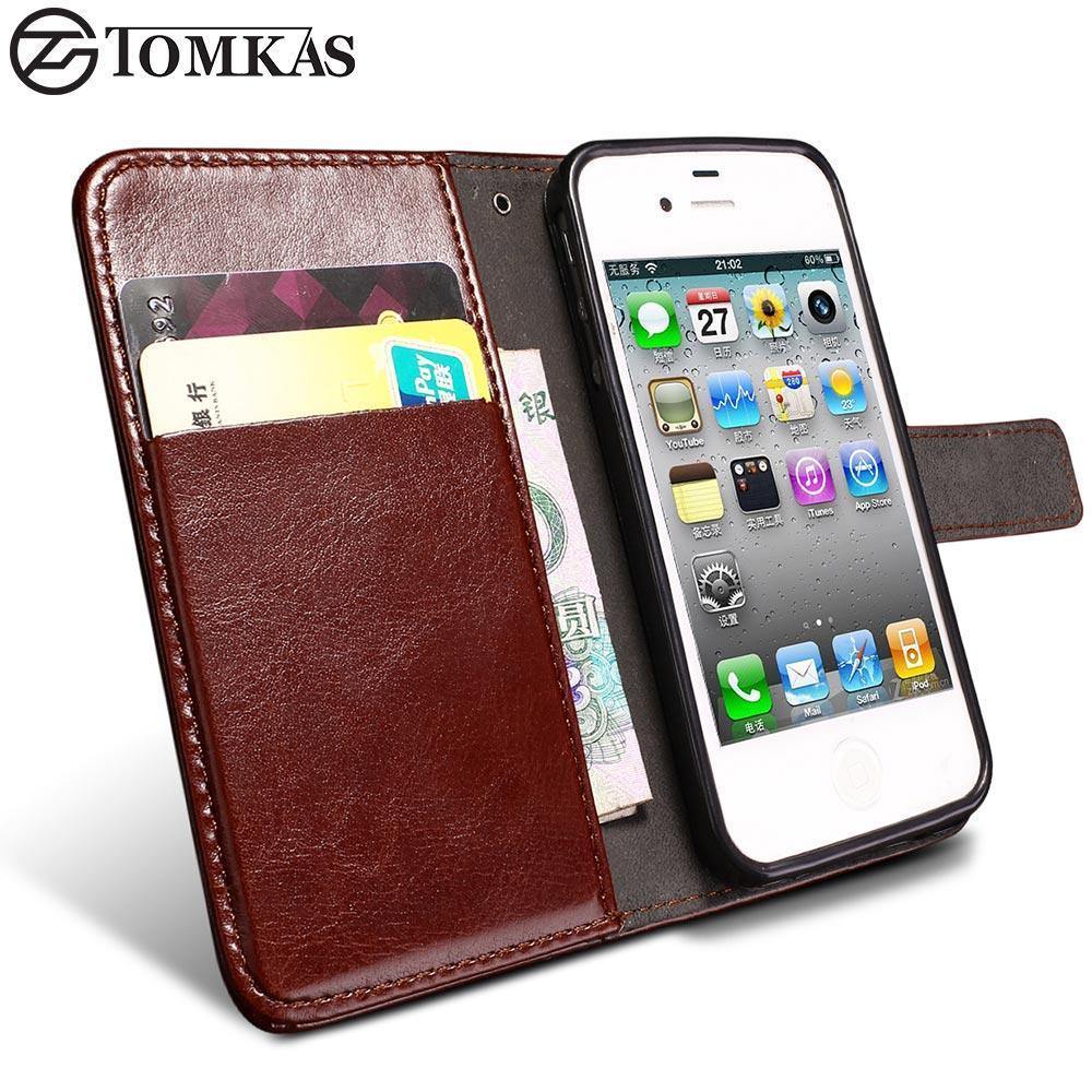 TOMKAS 4S Flip Wallet PU Leather Case For iPhone 4 4S Cover Vintage Coque Phone Bag Cases For Apple iPhone 4S With Card Holders - Planet Gates