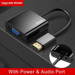 Baseus HDMI to VGA Adapter for Xiaomi Box 3 4 Male HDMI to Female VGA Adapter 1080P Converter with 3.5 Jack for TV PC Projector