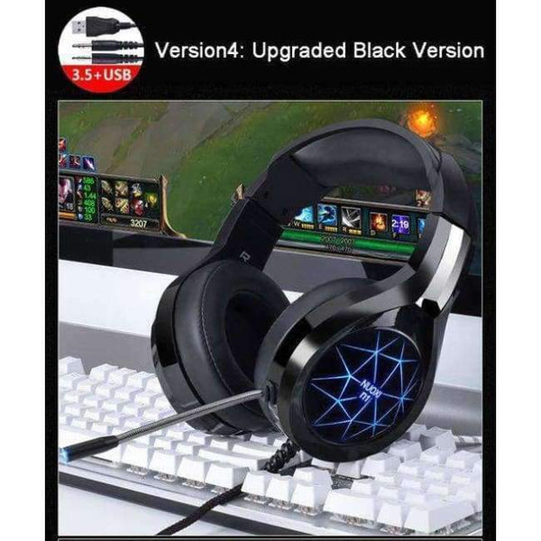 Planet Gates Upgraded black Computer Stereo Gaming Headphones Best Casque Deep Bass Game Earphone Headset with Mic LED Light for PC Gamer