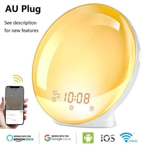 Alarm Clock Wake Up Night Lamp Digital Clock With Snooze Feature Nature Sounds FM Radio Sleep Aid 7 Colors Light