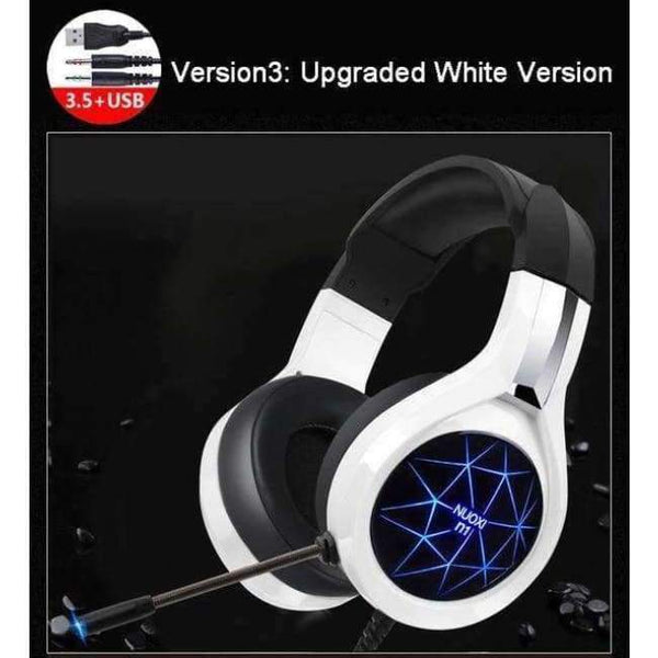 Planet Gates Upgraded white Computer Stereo Gaming Headphones Best Casque Deep Bass Game Earphone Headset with Mic LED Light for PC Gamer