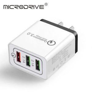 Planet Gates US Black Quick Charging QC 3.0 Smart Charger 3 USB Port Mobile Phone Flash Adapter EU Plug US Plug Travel 18W Portable Wall Charger