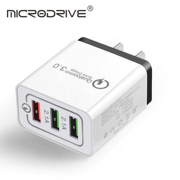 Planet Gates US Black Quick Charging QC 3.0 Smart Charger 3 USB Port Mobile Phone Flash Adapter EU Plug US Plug Travel 18W Portable Wall Charger