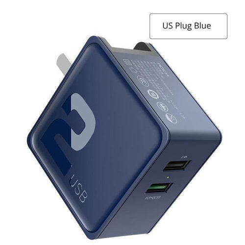 Planet Gates US Black ROCK Dual USB QC 3.0 Charger For iphone 7 8 ipad Samsung S8 Huawei FCP 30W Universal EU US Plug Fast Charging Phone Wall Adapter