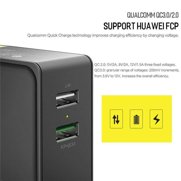 Planet Gates US Black ROCK Dual USB QC 3.0 Charger For iphone 7 8 ipad Samsung S8 Huawei FCP 30W Universal EU US Plug Fast Charging Phone Wall Adapter