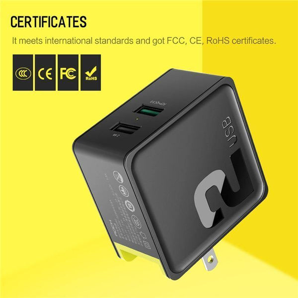 Planet Gates US Black ROCK Dual USB QC 3.0 Charger For iphone 7 8 ipad Samsung S8 Huawei FCP 30W Universal EU US Plug Fast Charging Phone Wall Adapter