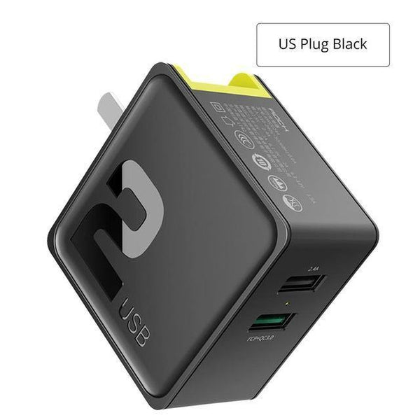 Planet Gates US Blue ROCK Dual USB QC 3.0 Charger For iphone 7 8 ipad Samsung S8 Huawei FCP 30W Universal EU US Plug Fast Charging Phone Wall Adapter