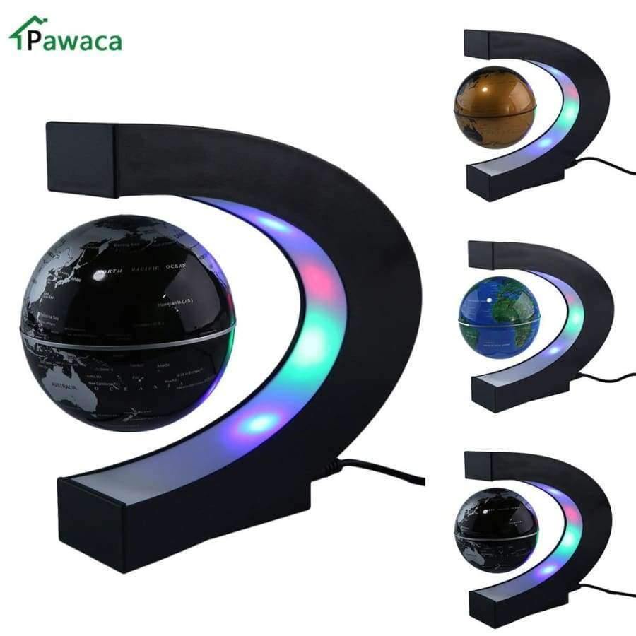 Planet Gates US blue US/EU/UK Plug Home Office Decoration LED Floating Tellurion Globe C Shape Magnetic Levitation Light World Map With LED Tellurion