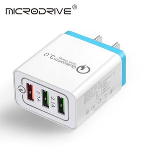 Planet Gates US Green Quick Charging QC 3.0 Smart Charger 3 USB Port Mobile Phone Flash Adapter EU Plug US Plug Travel 18W Portable Wall Charger