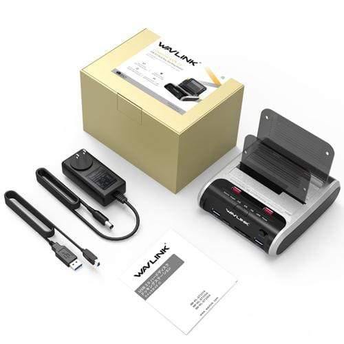2.5 3.5 inch USB 3.0 to SATA Dual-Bay Hard Drive Docking Station w/ Offline Clone&UASP Card Reader for 2.5"&3.5" HDD SSD
