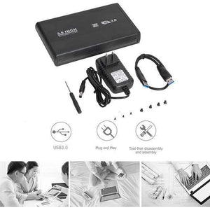 3.5 inch Hard Disk Case SATA to USB3.0 Aluminum Alloy HDD Box External Hard Drive Enclosure with USB Cable for Computer Laptop