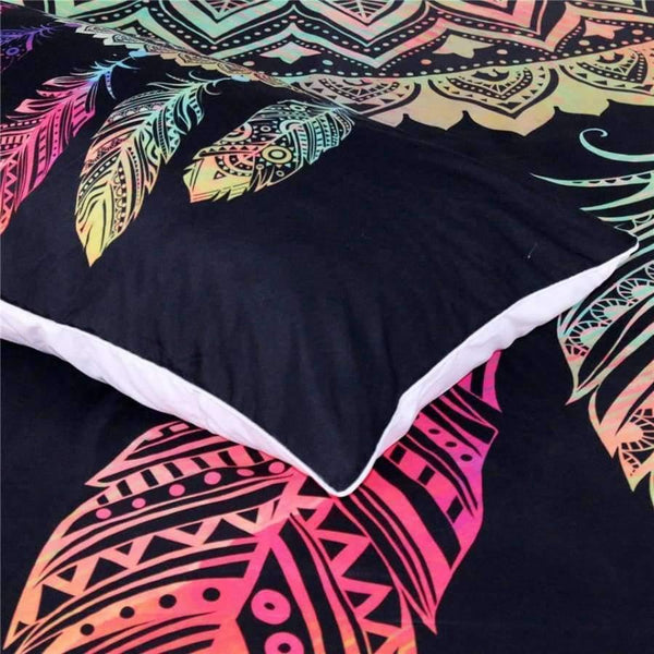 Planet Gates US Twin Bedding Dreamcatcher Bedding Set King Colorful Feathers Duvet Cover Bohemian Mandala Bedclothes 3pcs Black Home Textiles