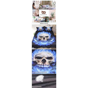 Planet Gates US Twin / China Bedding  Flame Skull Bedding Set King 3D Print Gothic Duvet Cover Blue Fire Bedclothes 3pcs Fashion Home Textiles For Boys