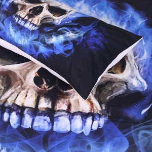 Planet Gates US Twin / China Bedding  Flame Skull Bedding Set King 3D Print Gothic Duvet Cover Blue Fire Bedclothes 3pcs Fashion Home Textiles For Boys