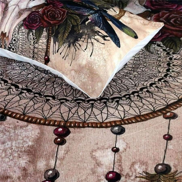 Planet Gates US Twin Skull Dreamcatcher by Sunima-MysteryArt Bedding Set Roses Bedclothes Floral Bed Cover Set Gothic Vintage Home Textiles