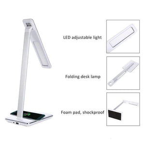 Planet Gates US USB Flexible US EU UK 5W LED Desk Table Lamp Smart Folding Light With Wireless Desktop Charger Eye Protection Night Book Lights