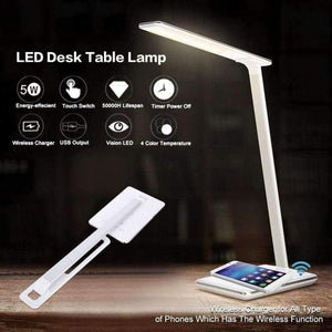 Planet Gates US USB Flexible US EU UK 5W LED Desk Table Lamp Smart Folding Light With Wireless Desktop Charger Eye Protection Night Book Lights