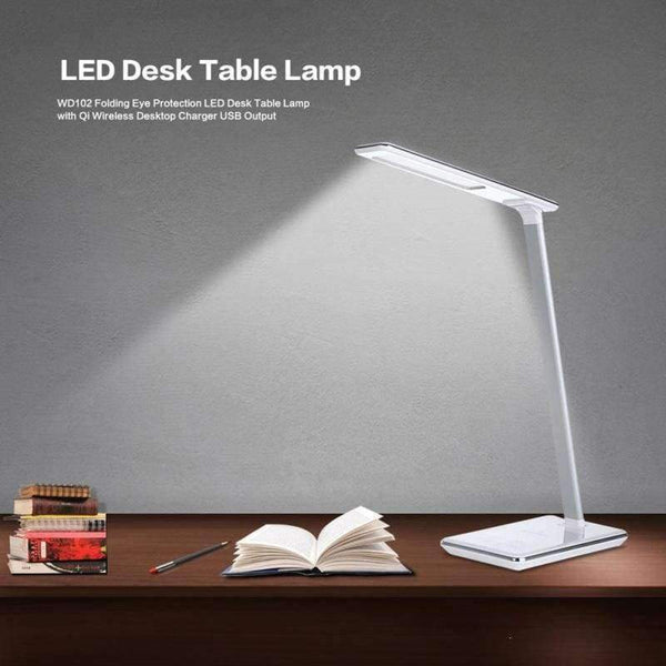 Planet Gates US USB Flexible US EU UK 5W LED Desk Table Lamp Smart Folding Light With Wireless Desktop Charger Eye Protection Night Book Lights