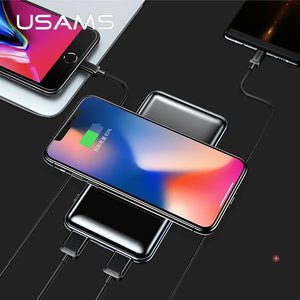 Planet Gates USAMS 5V 2A PB2 Type C Micro&2 USB Ports 10000mah Power Bank Qi Wireless Charger LED Display Powerbank Wireless External Battery