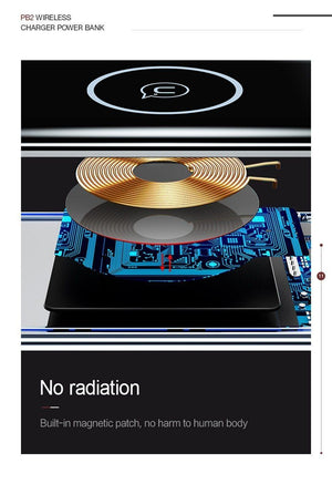 Planet Gates USAMS 5V 2A PB2 Type C Micro&2 USB Ports 10000mah Power Bank Qi Wireless Charger LED Display Powerbank Wireless External Battery