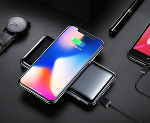 Planet Gates USAMS 5V 2A PB2 Type C Micro&2 USB Ports 10000mah Power Bank Qi Wireless Charger LED Display Powerbank Wireless External Battery