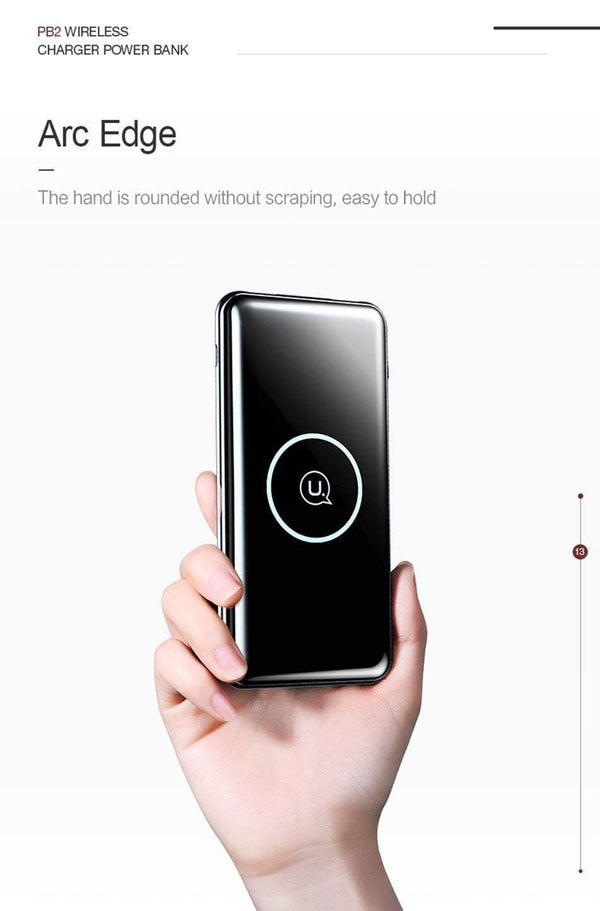 Planet Gates USAMS 5V 2A PB2 Type C Micro&2 USB Ports 10000mah Power Bank Qi Wireless Charger LED Display Powerbank Wireless External Battery
