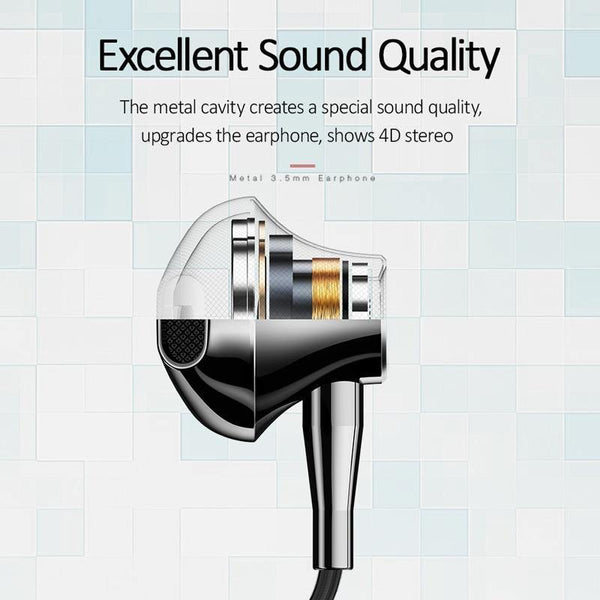 Planet Gates USAMS Metal 3.5mm in-ear Earphones Hifi Wired headset with Microphone 4D Stereo inear 3.5mm earphone for iphone samsung xiaomi