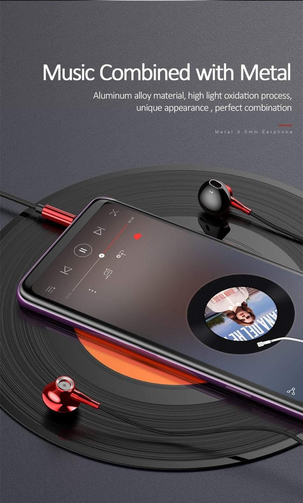 Planet Gates USAMS Metal 3.5mm in-ear Earphones Hifi Wired headset with Microphone 4D Stereo inear 3.5mm earphone for iphone samsung xiaomi