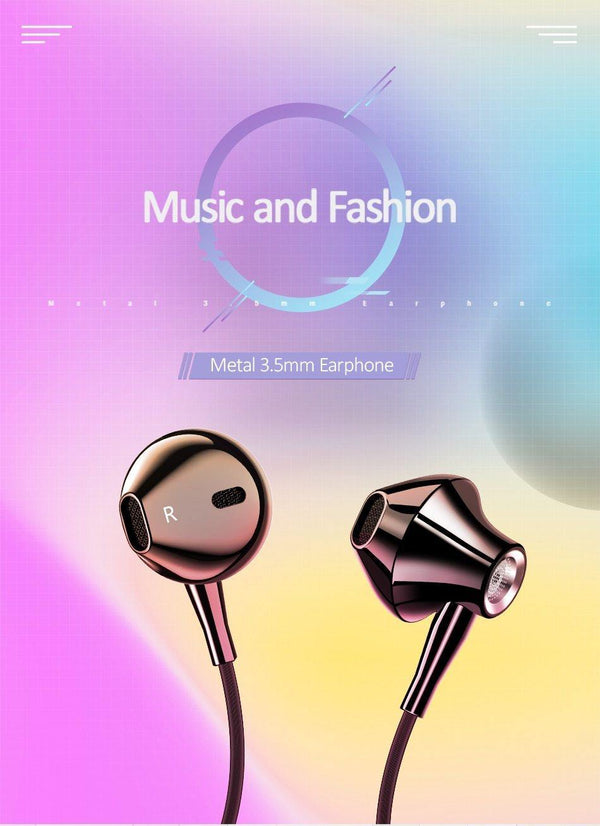 Planet Gates USAMS Metal 3.5mm in-ear Earphones Hifi Wired headset with Microphone 4D Stereo inear 3.5mm earphone for iphone samsung xiaomi