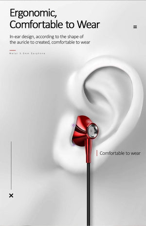 Planet Gates USAMS Metal 3.5mm in-ear Earphones Hifi Wired headset with Microphone 4D Stereo inear 3.5mm earphone for iphone samsung xiaomi