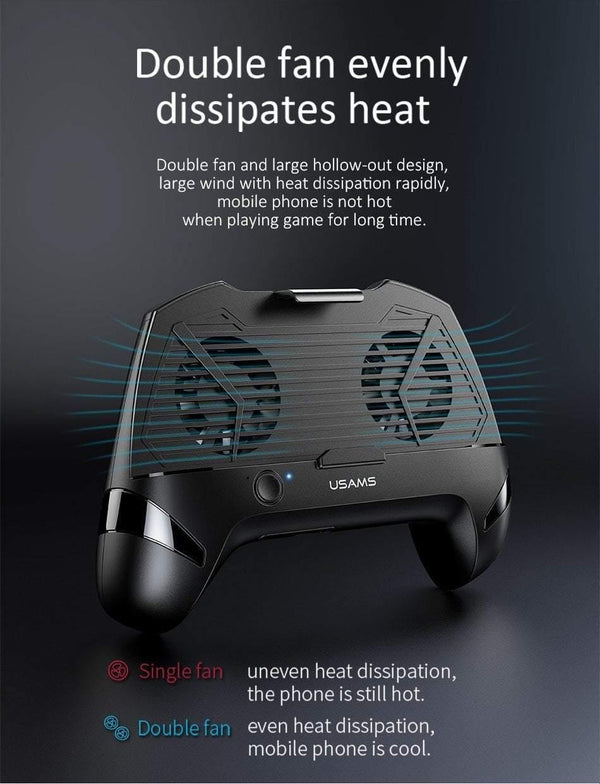 Planet Gates USAMS Mobile Phone Game Cooling Handle Phone Holder Dual Fans Phone Game Heatsink Charging Power Bank Noise reduction Game Pad