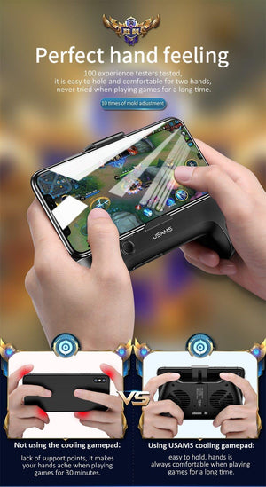 Planet Gates USAMS Mobile Phone Game Cooling Handle Phone Holder Dual Fans Phone Game Heatsink Charging Power Bank Noise reduction Game Pad