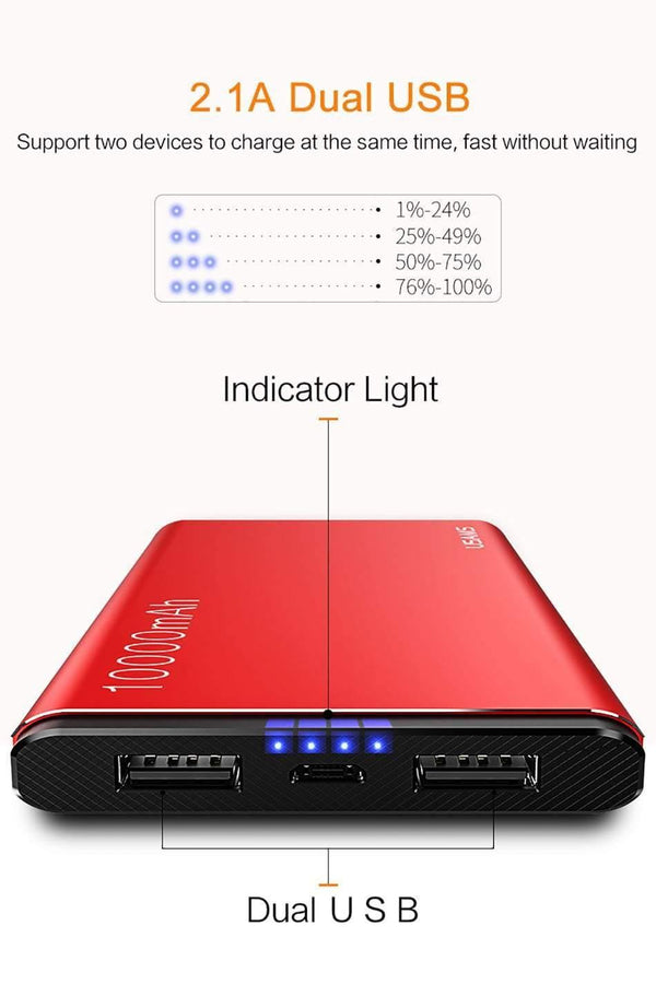Planet Gates USAMS Power Bank 10000mAh Dual USB Mobile Phone Portable Charger Powerbank Backup External Battery