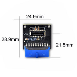 Planet Gates USB 3.0 19-Pin Internal Header to USB 3.1 / 3.2 Type C Key A 20-Pin Converter Laptop Docking Station Power Adapter