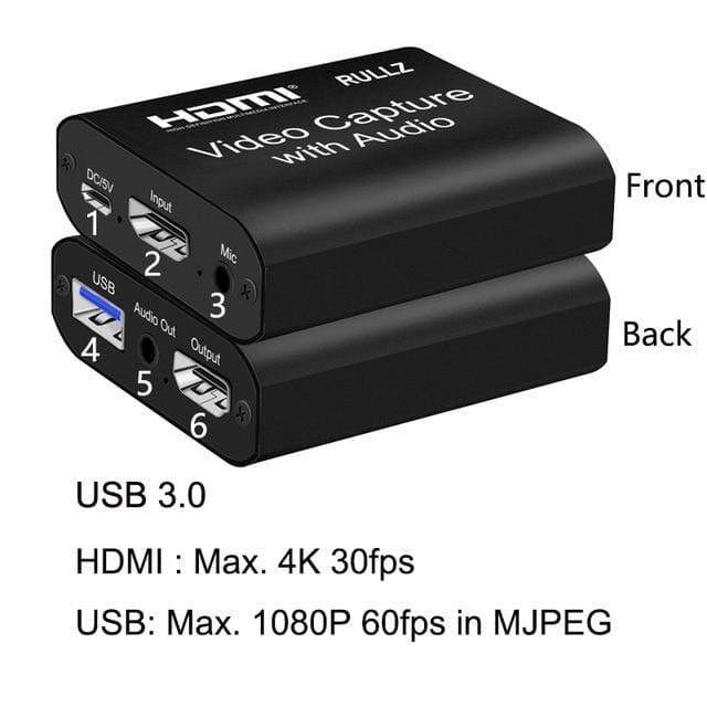 Planet Gates 4K 60hz Loop Out HDMI Capture Card Audio Video Recording Plate Live Streaming USB 2.0 3.0 1080p Grabber for PS4 Game DVD Camera