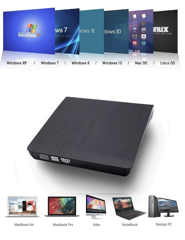 Planet Gates USB 3.0 DVD-RW External Optical Drive Slim CD ROM Disk Reader DVD RW Burner CD Writer for Desktop PC Laptop Tablet DVD Player