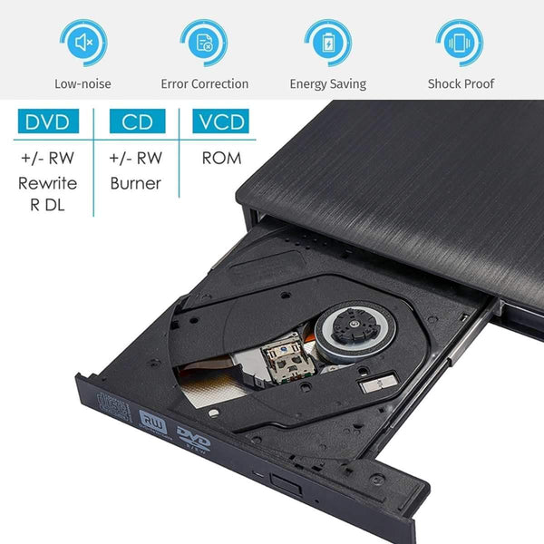 Planet Gates USB 3.0 DVD-RW External Optical Drive Slim CD ROM Disk Reader DVD RW Burner CD Writer for Desktop PC Laptop Tablet DVD Player