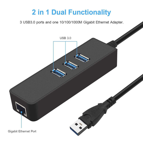 Planet Gates USB 3.0 Ethernet Adapter with 3 Ports USB 3.0 HUB USB rj45 Gigabit Ethernet Lan 10/100/1000 Mbps Network Card