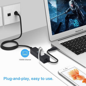 Planet Gates USB 3.0 Ethernet Adapter with 3 Ports USB 3.0 HUB USB rj45 Gigabit Ethernet Lan 10/100/1000 Mbps Network Card