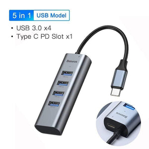 Baseus Multi USB C HUB to 3.0 USB HDMI Adapter for MacBook Pro Accessories Type C HUB RJ45 Card Reader Ethernet USB Splitter