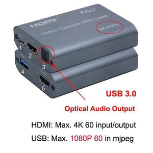 Planet Gates USB 3.0 Loop U2 4K 60hz Loop Out HDMI Capture Card Audio Video Recording Plate Live Streaming USB 2.0 3.0 1080p Grabber for PS4 Game DVD Camera
