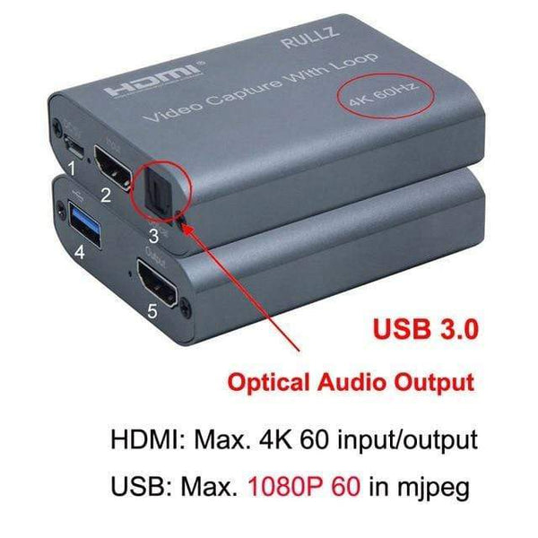 Planet Gates USB 3.0 Loop U2 4K 60hz Loop Out HDMI Capture Card Audio Video Recording Plate Live Streaming USB 2.0 3.0 1080p Grabber for PS4 Game DVD Camera