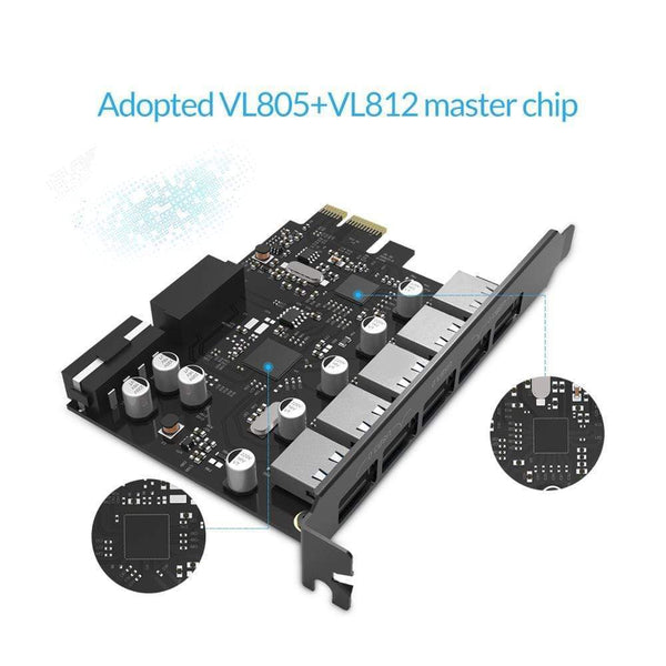 Planet Gates USB 3.0 PCI-E Expansion Card 5 Ports Hub Adapter External Controller Express Card with 4-pin Power Connector Cord