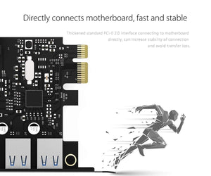Planet Gates USB 3.0 PCI-E Expansion Card 5 Ports Hub Adapter External Controller Express Card with 4-pin Power Connector Cord